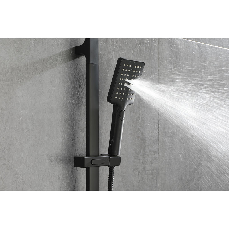 Height Adjustable Handheld Shower With 28-inch Slide Bar And 59-inch Hose, Matte Black Stainless Steel, Multiple Spray Options For All Ages, Ideal Chair Showers Steel Shower, Bar, Adjustable, Various