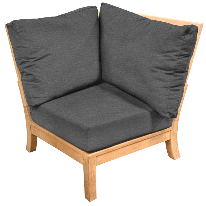 Monterey Teak Outdoor Sectional Corner Chair, Cast Charcoal Sunbrella®