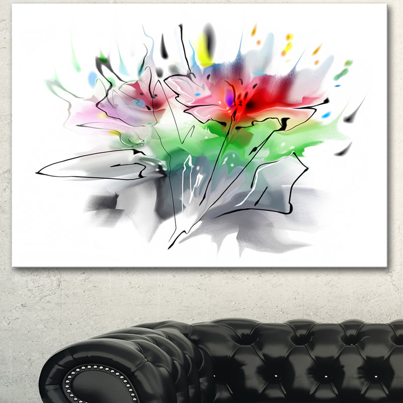 Textured Red and Green Floral Design Canvas Art