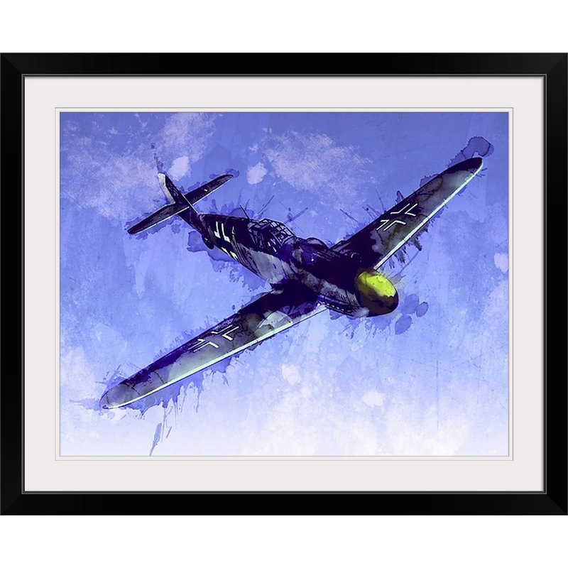 «Messerschmitt Bf 109» par Deschamps, impression, H 26 po x l 32 po x P 1 po, Cadre noir