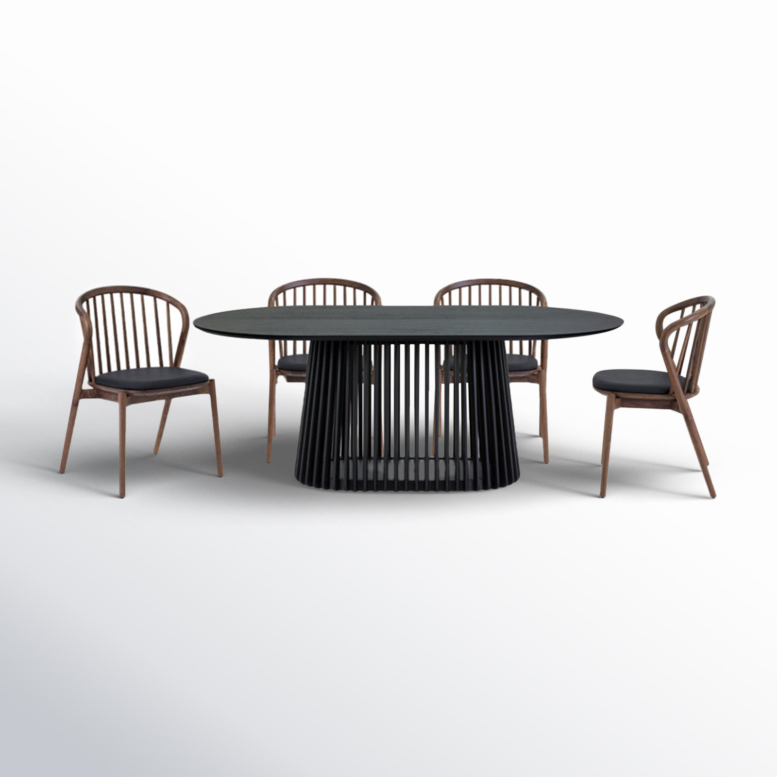6 - Piece Extendable Dining Set, Black, Walnut