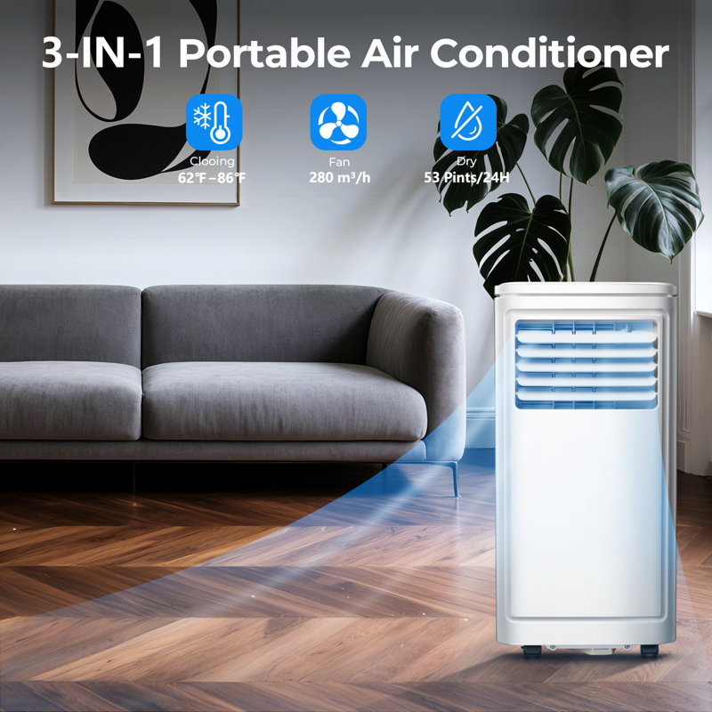 Electactic 3-in-1 10000 Btu Portable Air Conditioners For Room Up To 450 Sq. Ft,  Mini Ac Unit For Bedroom With Dehumidifier & Fan Mode, Remote Control, Sleep Mode, 24h Timer