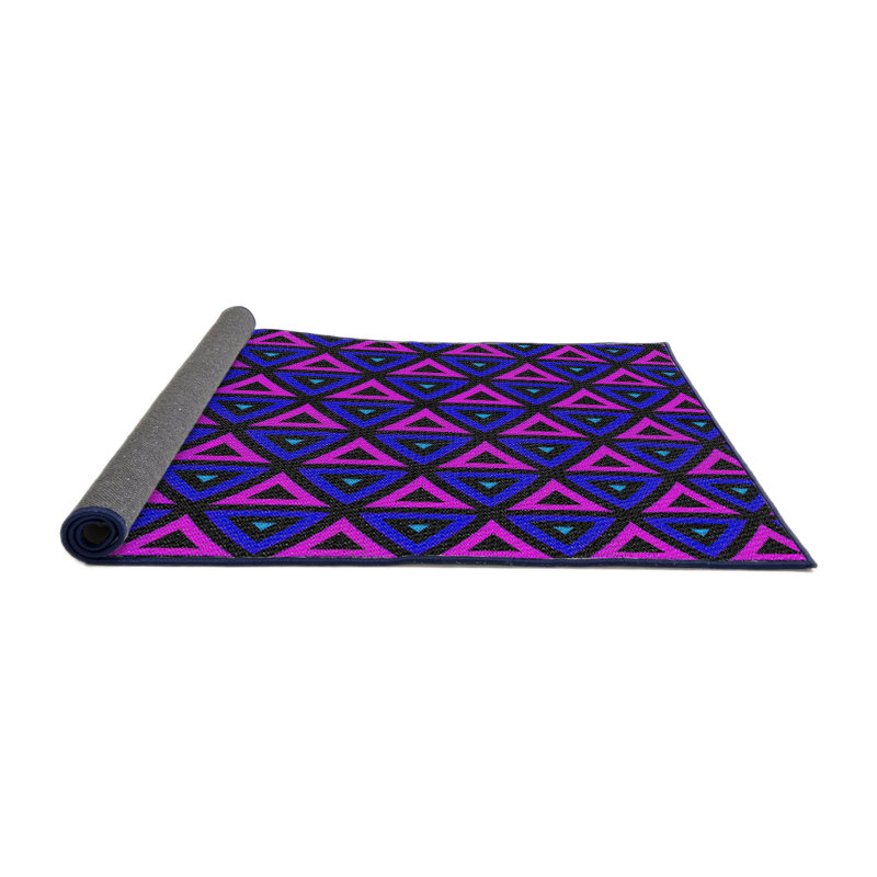 Tapis bleu/rose à motifs Monson, Rond 4 pi