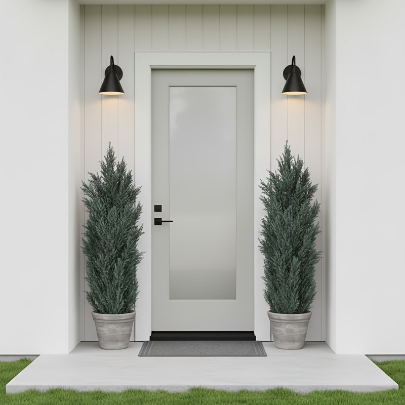5 pieds de cyprès vert artificiel détachable réaliste pour décoration intérieure et extérieure 2 pièces / ensemble, 5 pieds