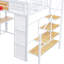 Lit mezzanine double en métal, blanc, avec bureau, garde-robe, cerceau, glissade et escalier - Lit Charisma blanc ouvert et élégant-1007134128