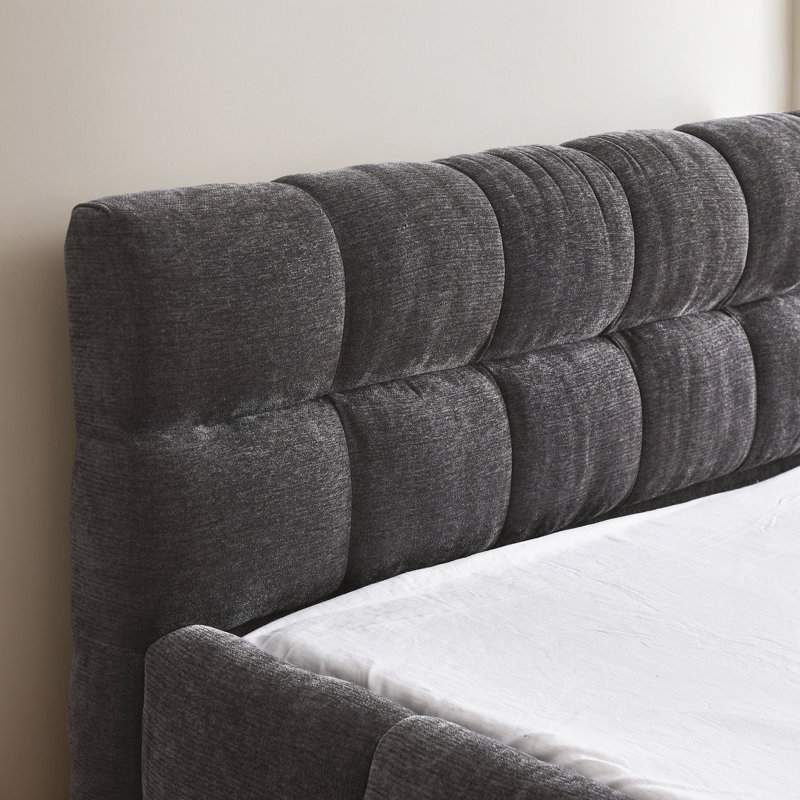Cadre de lit tapissier, Grand lit, Gris foncé