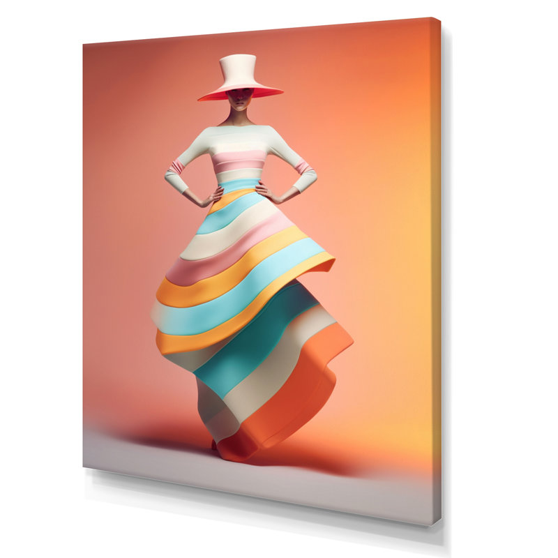 Pastel Spirals Woman Dress IV sur impression sur toile, Toile tendue, H 32 po x l 16 po x P 1 po