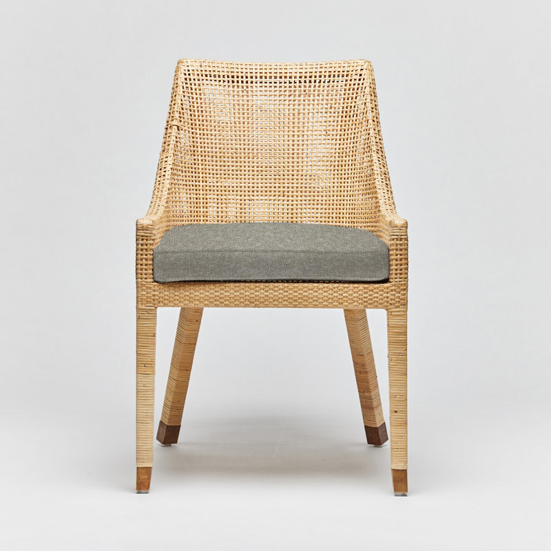 Chaise d'appoint Boca, Rotin naturel, Mousse de tweed