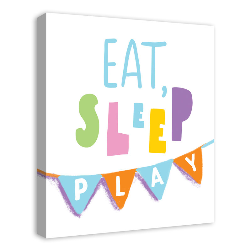 « manger sleep play », art sur toile Majewski, H 16 po x l 20 po x P 1,25 po, Toile tendue