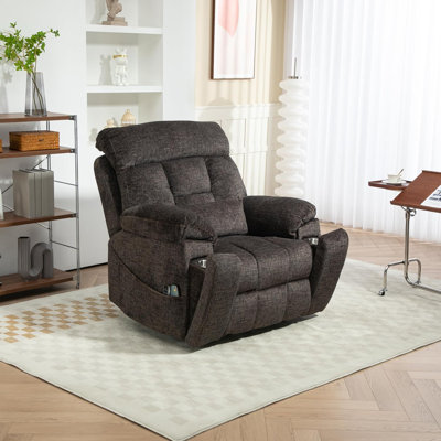4 Motors Power Recliner Chair Oversized Electric Lift Chair with Massage, Heat, Hidden Cupholders, Adjustable Headrest and 180° Infinite Reclining by Latitude Run