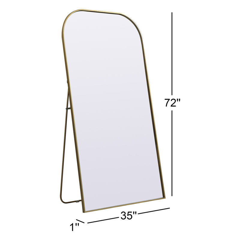 Sabine Metal Arch Floor Mirror, 72" x 35", Brass