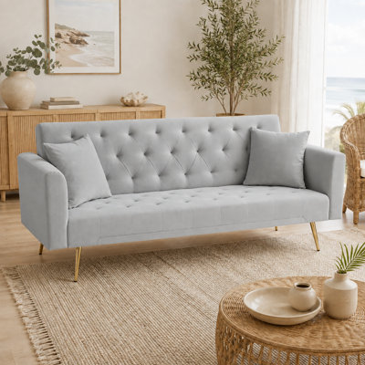 Thomias 71.01'' Velvet Convertible Sofa