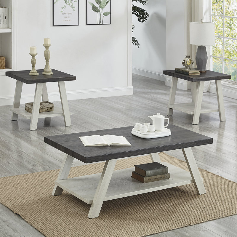 Table de bout Nigula, Beige, Gris patiné