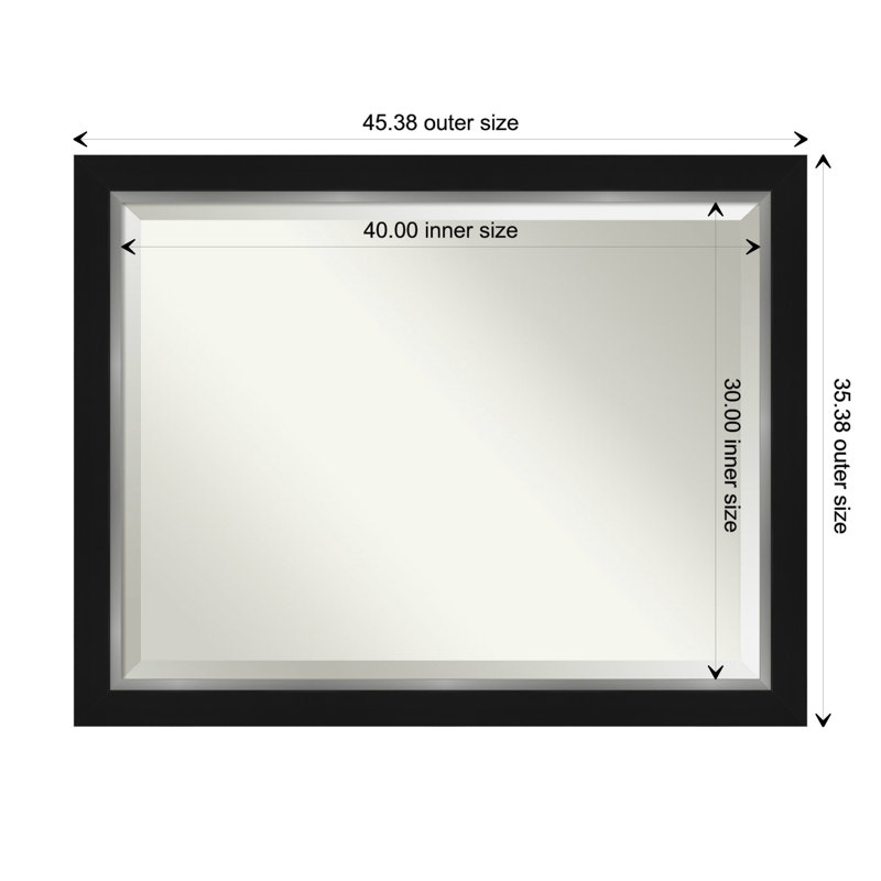 Quade Mirror, 35" x 45", Satin Black/Silver