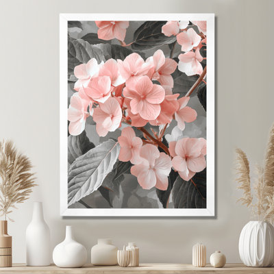 Soft Pink Hydrangea In Greyscale III - Floral Canvas Prints