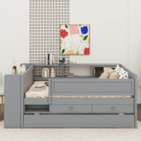 Versatile Twin Daybed With Built-In Drawers And Trundle Bed, Headboard Storage Compartments, Tables, And Convenient USB Charging Station