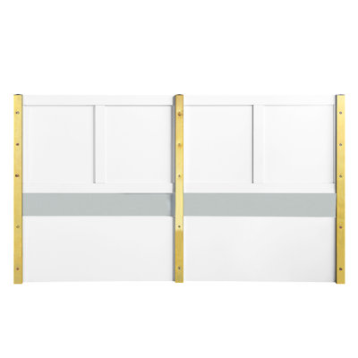 Lit Ek blanc ultrabrillant - sans sommier tapissier, entièrement en kd, motif ondulé, 39 lattes, 4 pieds en métal, supporte jusqu'à 660 lb de structure de kd, lattes incluses, capacité de charge maximale