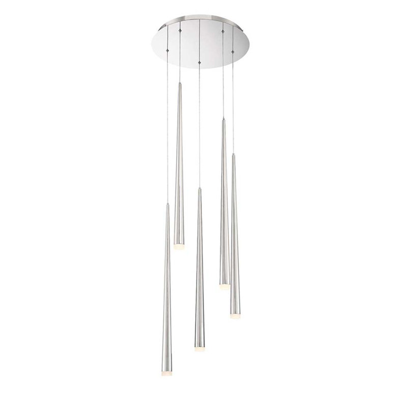 Cascade 5 - Light Chandelier, Polished Nickel