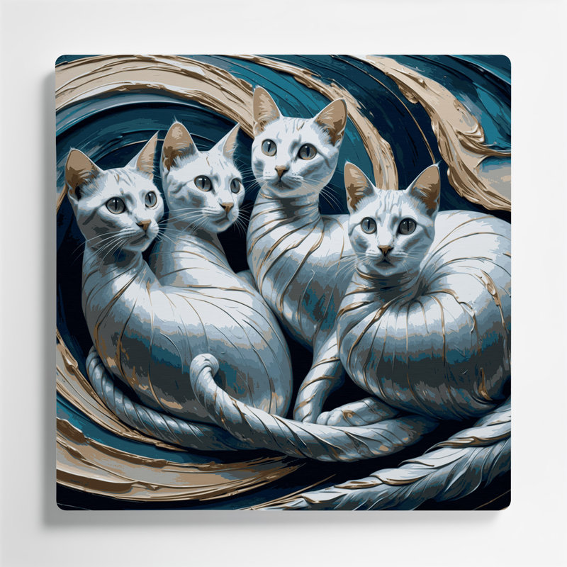 Cats Korat, art mural gris en métal, H 8 po x l 8 po