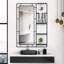 Miroir de salle de bain moderne avec tablette multifonctionnelle et verre HD