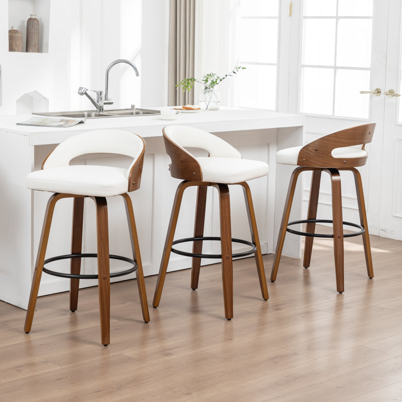 Ensemble de tabourets pivotants 3 pièces Carmavy, Tabouret de bar (siège d'une hauteur de 30 po), Blanc
