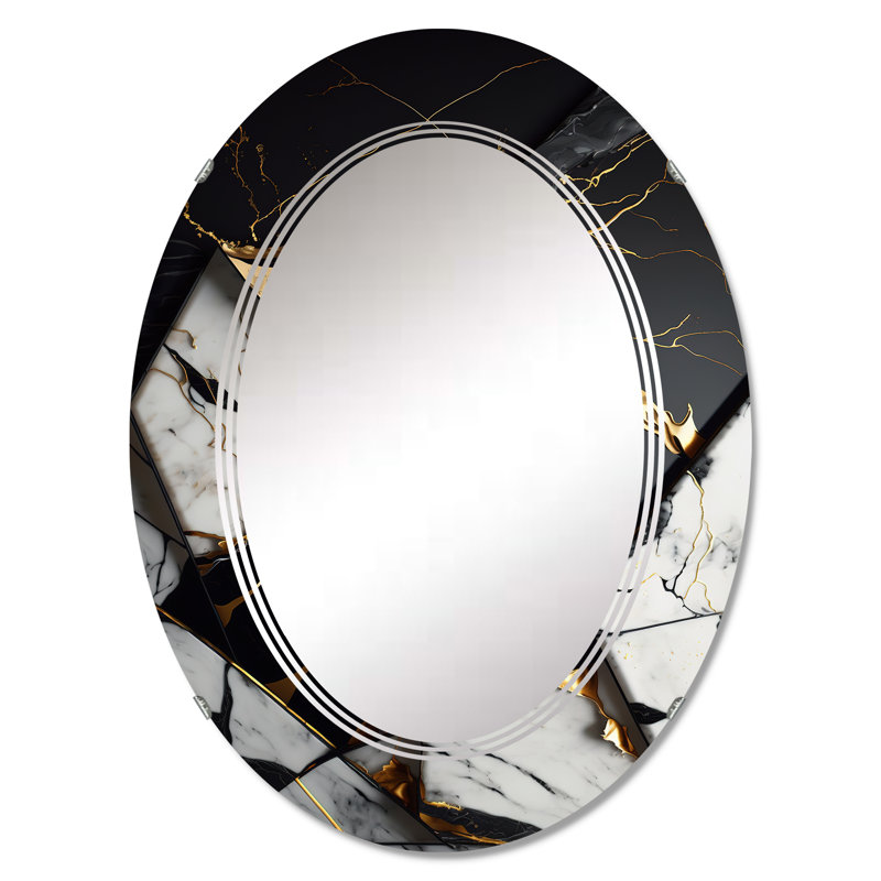 Miroir mural abstrait en marbre Prciosa, 36 po x 24 po