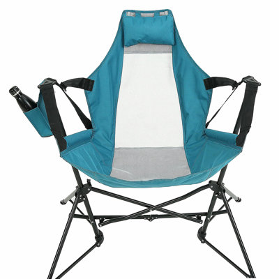 Chaise pliante en acier bleu