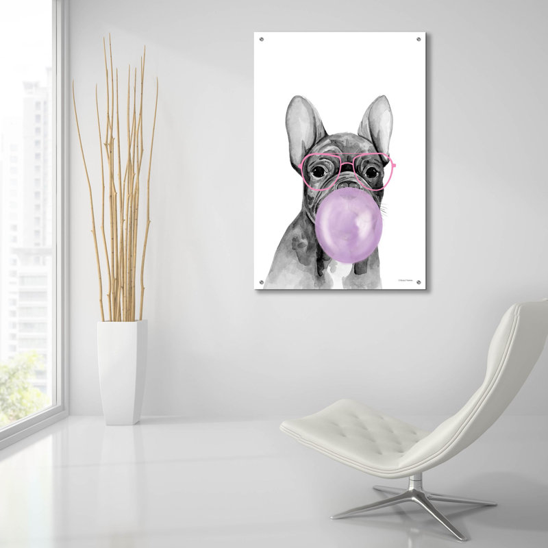  «Bubble Gum Puppy» par Rachel Nieman, art mural en verre acrylique, 24 po x 36 po, H 36 po x l 24 po