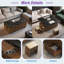 Table basse relevable moderne avec 2 tabourets, rangement caché et tiroirs