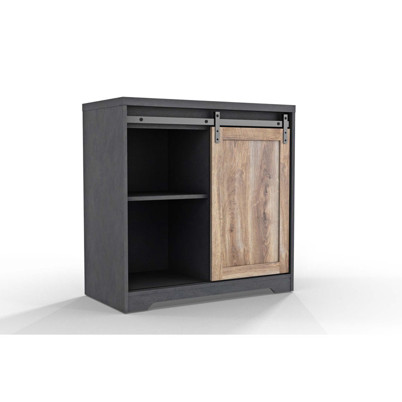 Breiden 31 Inch Farmhouse Barn Door Bar Cabinet For Living Room