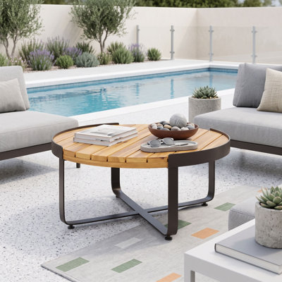 Metal Modern Industrial Outdoor Table with Cross-Stretcher Base