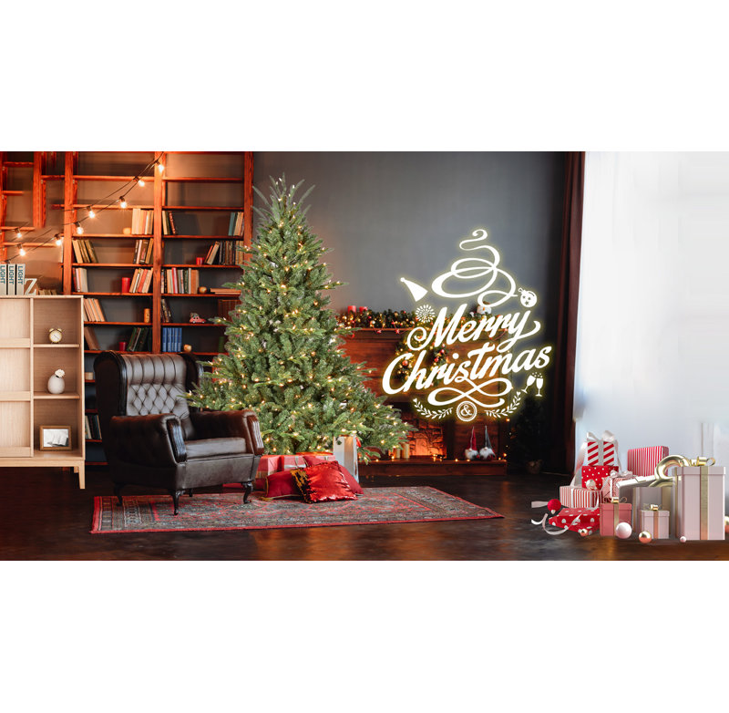 Arbre de Noël 6 pi avec lumières et base en métal Martino