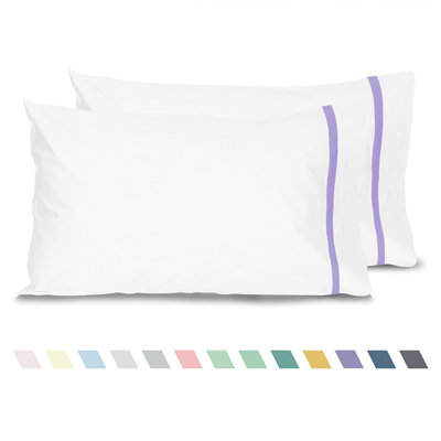 Sunflower Decorative 100% Cotton Percale Striped Crisp Pillowcases, Breathable Open Snug Fit Pillowcases Set