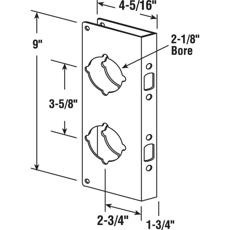 Modern Satin Brass Door Reinforcer with Lock