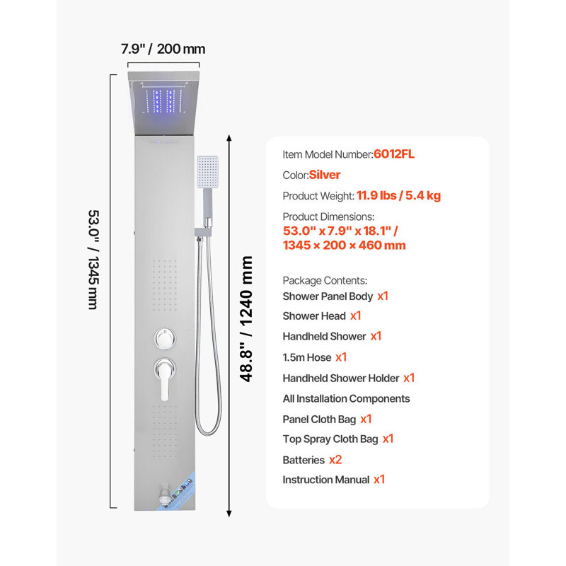 52.9'' Shower Panel with Full Body Shower Head