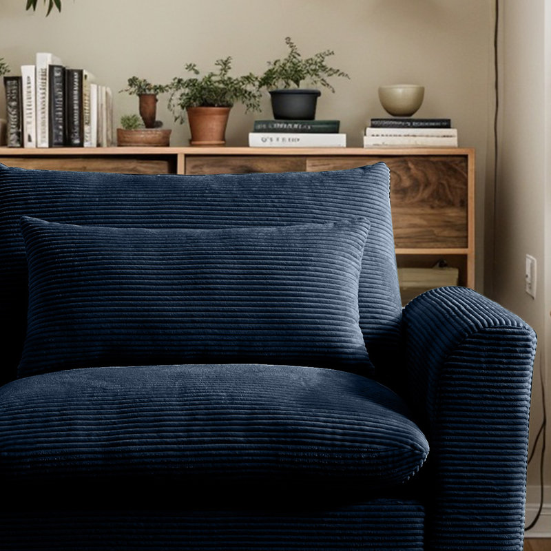 Fauteuil large Zackary de 51 po, Velours côtelé bleu