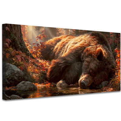 Chute d'automne, art mural rustique, automne, forêt, ruisseau, peinture, œuvre d'art pour maison de campagne, décor de chambre à coucher, salon (16 po x 32 po)