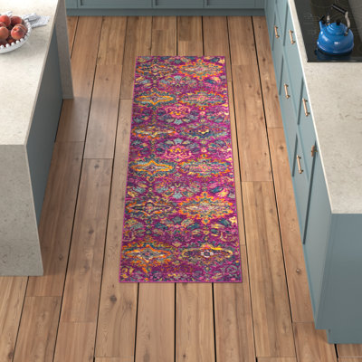 Christa Floral Fuchsia/Blue Area Rug