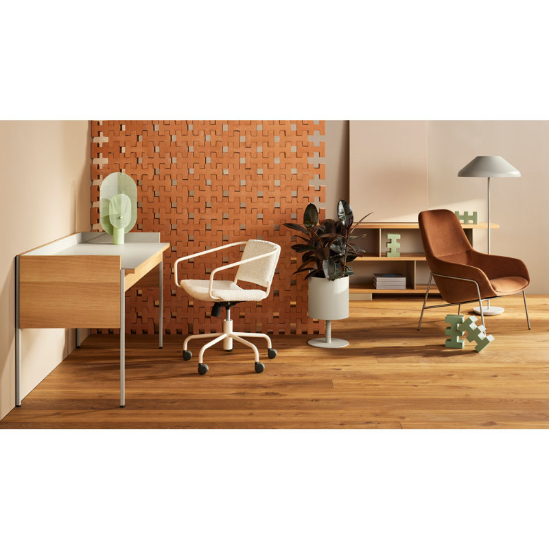 Tabloid Solid Wood Writing Desk, Putty/White Oak