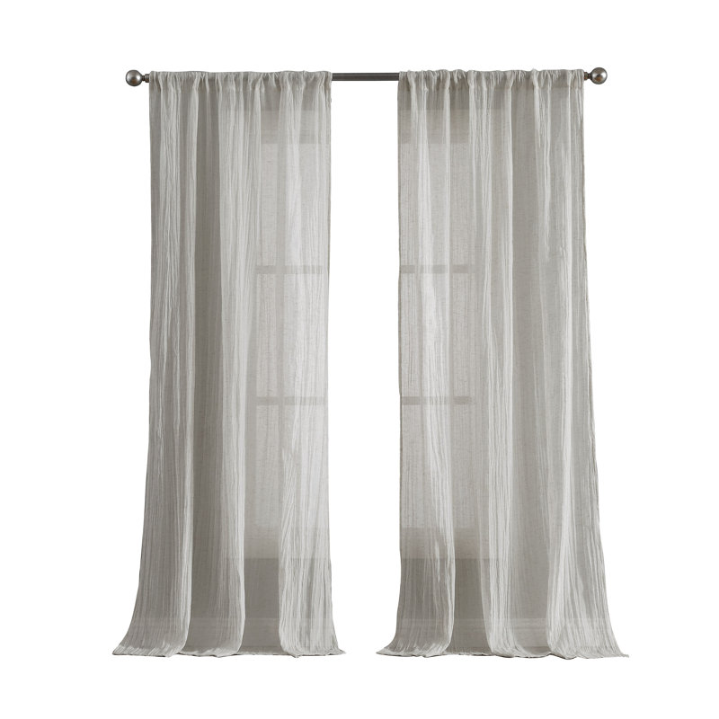 Solid Semi-Sheer Curtain Panels, Natural, 50" W x 108" H
