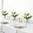 White Mini Real Touch Tulips With Glass Vase, 12-Head Faux Flower Centerpiece-1619674181