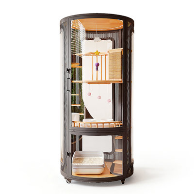Cylindrical Cat House with Breathable Mesh & Thickened Carbon Steel Frame
