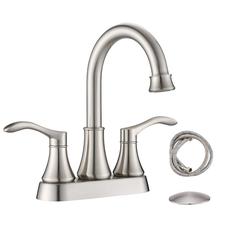 2-handle Bathroom Faucet with Drain Assembly, Brushed Nickel