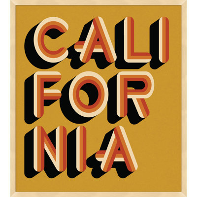 California Yellow Framed Textual Art