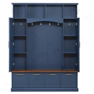 Hall Tree With Hooks And Adjustable Shelves