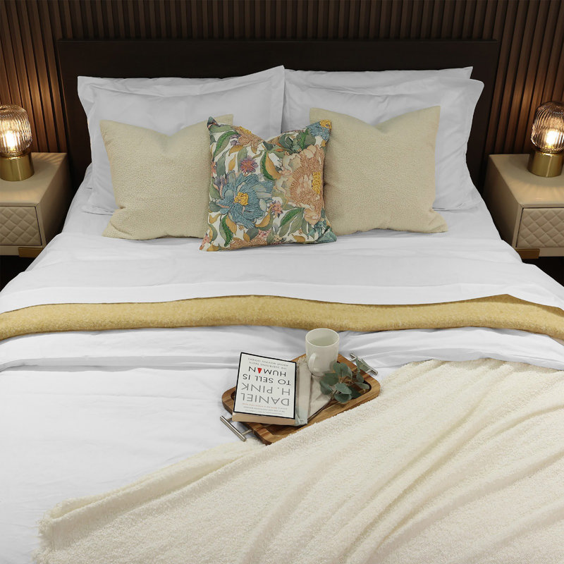 Ensemble de housse de couette 100% coton 3 pièces Beddora - Doux, respirant, literie de qualité hôtelière avec fermeture à boutons, contexture de 200 fils, avec housse de couette et taies décoratives
