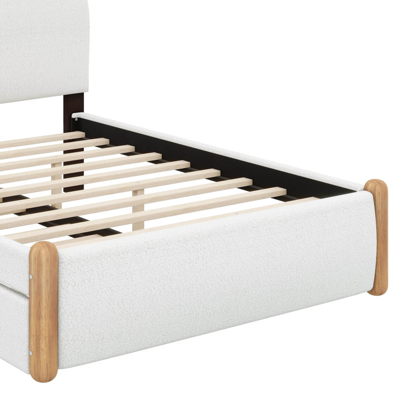 Pieds de lit en bois rembourrés, Blanc, Lit double
