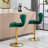 Set Of 2  Bar Stools,With Chrome Footrest And Base Swivel Height Adjustable Mechanical Lifting Velvet + Golden Leg Simple Bar Stool-Grey-115936987