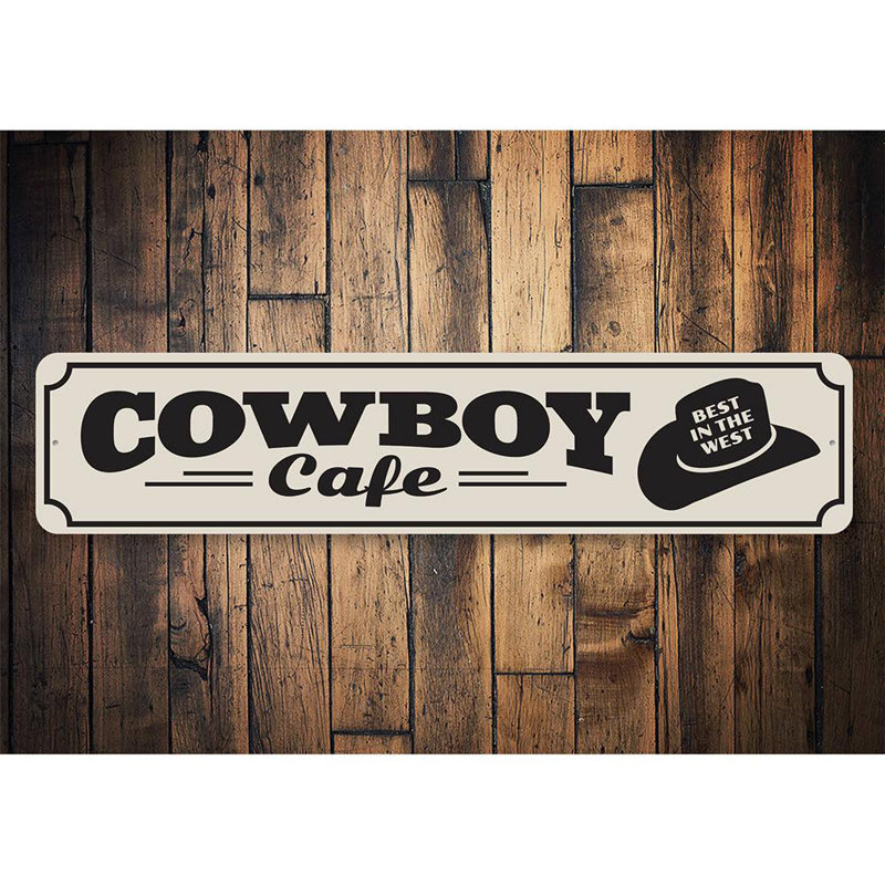 Enseigne en aluminium Cowboy Cafe, H 6 po x l 24 po x P 0,06 po