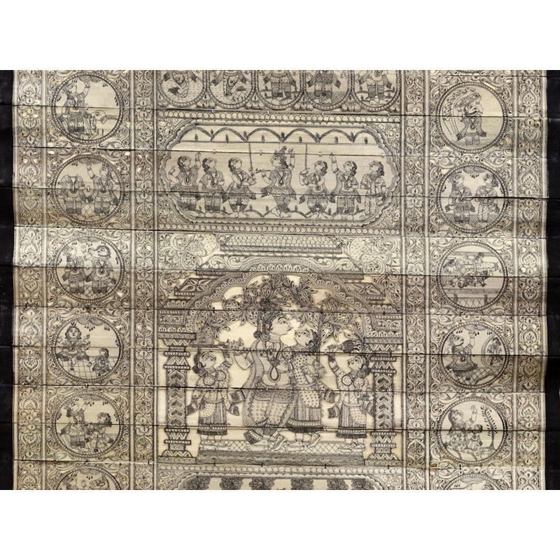Radha Krishna avec Krishna Leela | Pattachitra, peinture sur feuille de palmier